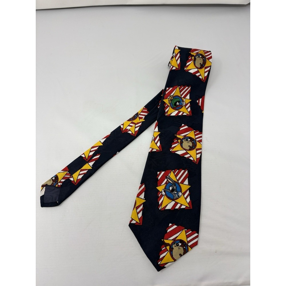 Looney Tunes Mania Tie Bugs Bunny Taz Marvin Necktie Warner Bros Stars Vtg 90s
